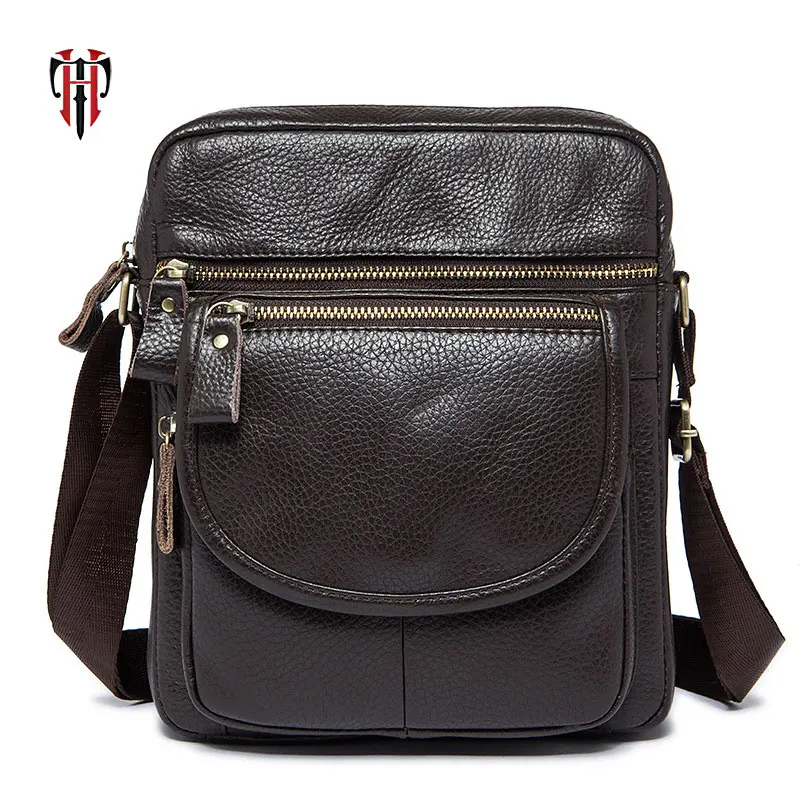 

TIANHOO Genuine Leather bags litchi pattern fashion style men male wallet crossbody shoulder bags
