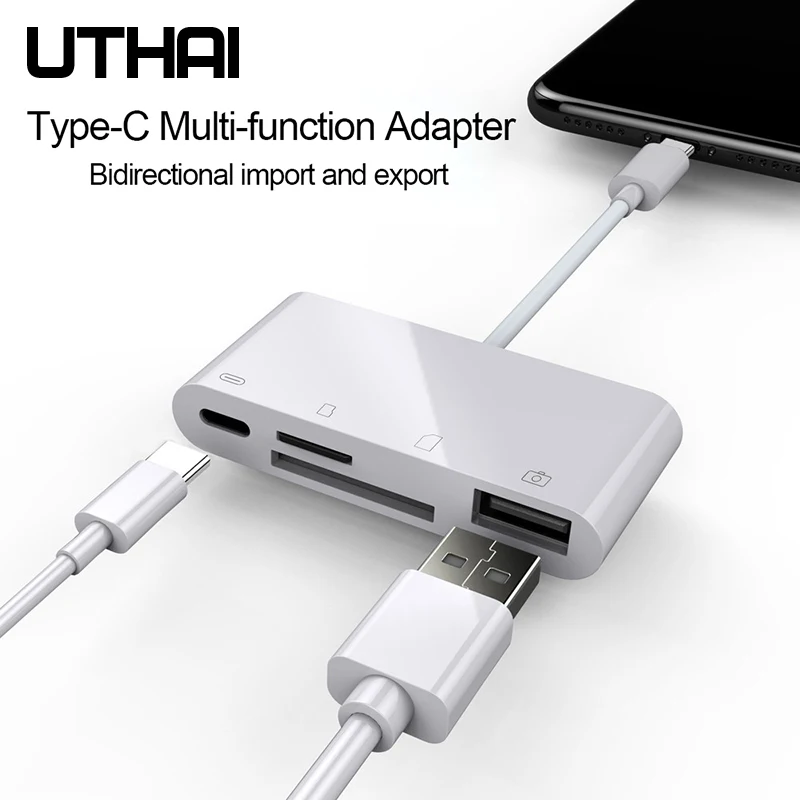 UTHAI C05 type-C Мульти адаптер для PD зарядки USB разъем SD TF CF кард-ридер для Macbook ноутбука iPad pro HUAWEI Xiaomi