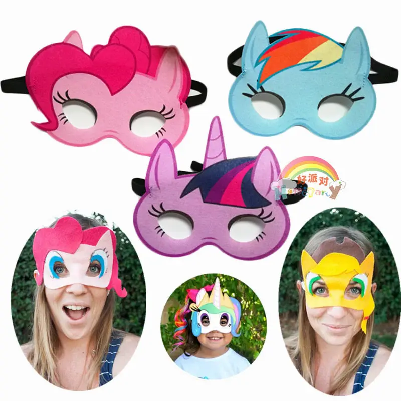 Unicorn Party Masks Cartoon Rainbow Mask 1st Birthday Party Decorations Kids My Little Pony Girl Children's day Mask Supplies0