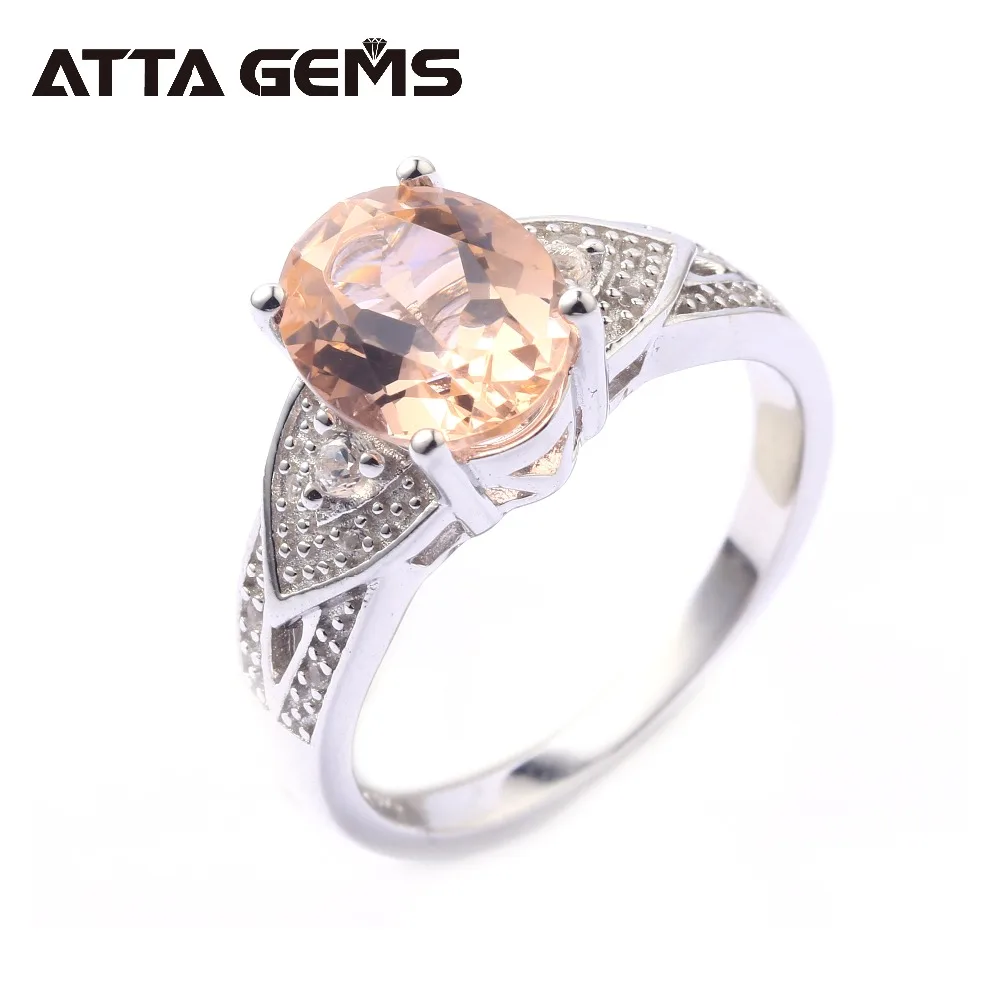 

Morganite Sterling Silver Rings for Women 4 Carats Created Morganite Silver Rings Faced Cut Women's Wedding Birthday Gifts