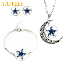 Tafree синий Star Ювелирные наборы известный американский футбол команды ожерелье серьги браслет Новые спортивные подарок N02