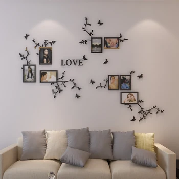 

1 PCS Modern Photo Frames Wall Sticker DIY TV Background Wall Poster Living/Dining Room 3D Acrylic Wall Stickers Home Art Decor