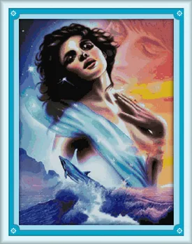 

Intoxicated sprit of sea Printed Canvas DMC Counted Chinese Cross Stitch Kits printed Cross-stitch set Embroidery Needlework