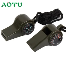 Aotu свистки 3 in1 Открытый Кемпинг Пеший Туризм аварийный свисток с компасом и термометром 300324