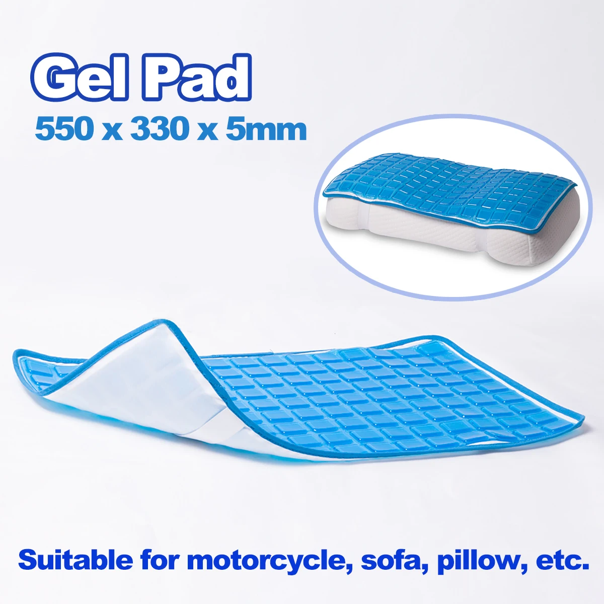 55x33cm Soft Silicone Gel Pillow Pad Chair Cushion Summer Cooling Sofa