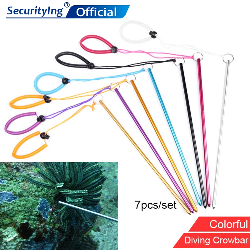 

SecurityIng Colorful Dive Lobster Stick Rod Diving Crowbar with Hand Rope Lanyard Underwater Shaker for Exploring Underwater