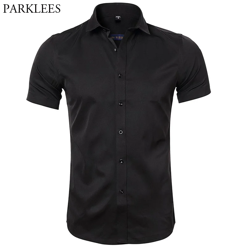 black short sleeve dress shirt