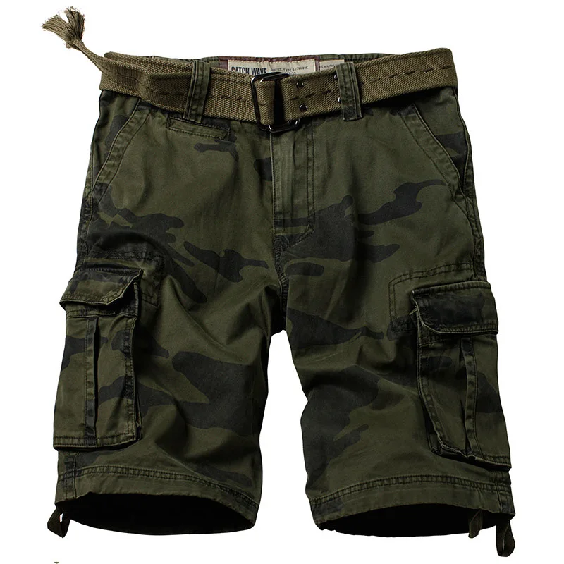 Camo F Мужские шорты Карго, камуфляжные, много карманов, Военный стиль, синие камуфляжные шорты, тактические бриджи, мужские летние короткие брюки, мужские бермуды - Цвет: Camo F