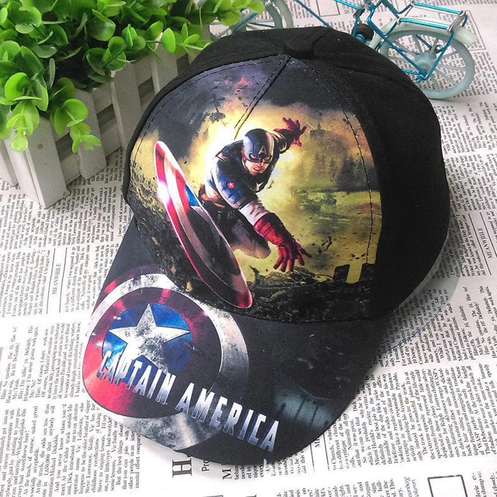 Spiderman et Captain America Enfants réglable imprimer Coton Cap enfants Gar§on Fille Hip Hop soleil Chapeau cosplay plice dans Chapeaux et Casquettes de