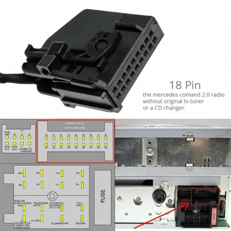 Автомобильный шнур Bluetooth адаптер AUX кабель для Mercedes Comand 2 0 APS 220 W211 W208 W168 W203 разъем