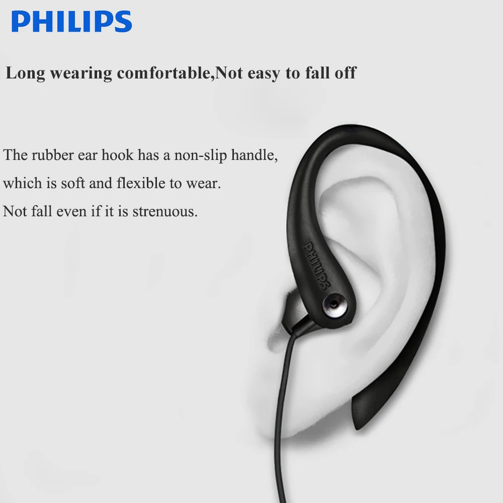 Оригинальные гибкие Проводные Наушники Philips SHS3305 с микрофоном, стерео, бас, пот, влагостойкий, для huawei, Xiaomi, samsung