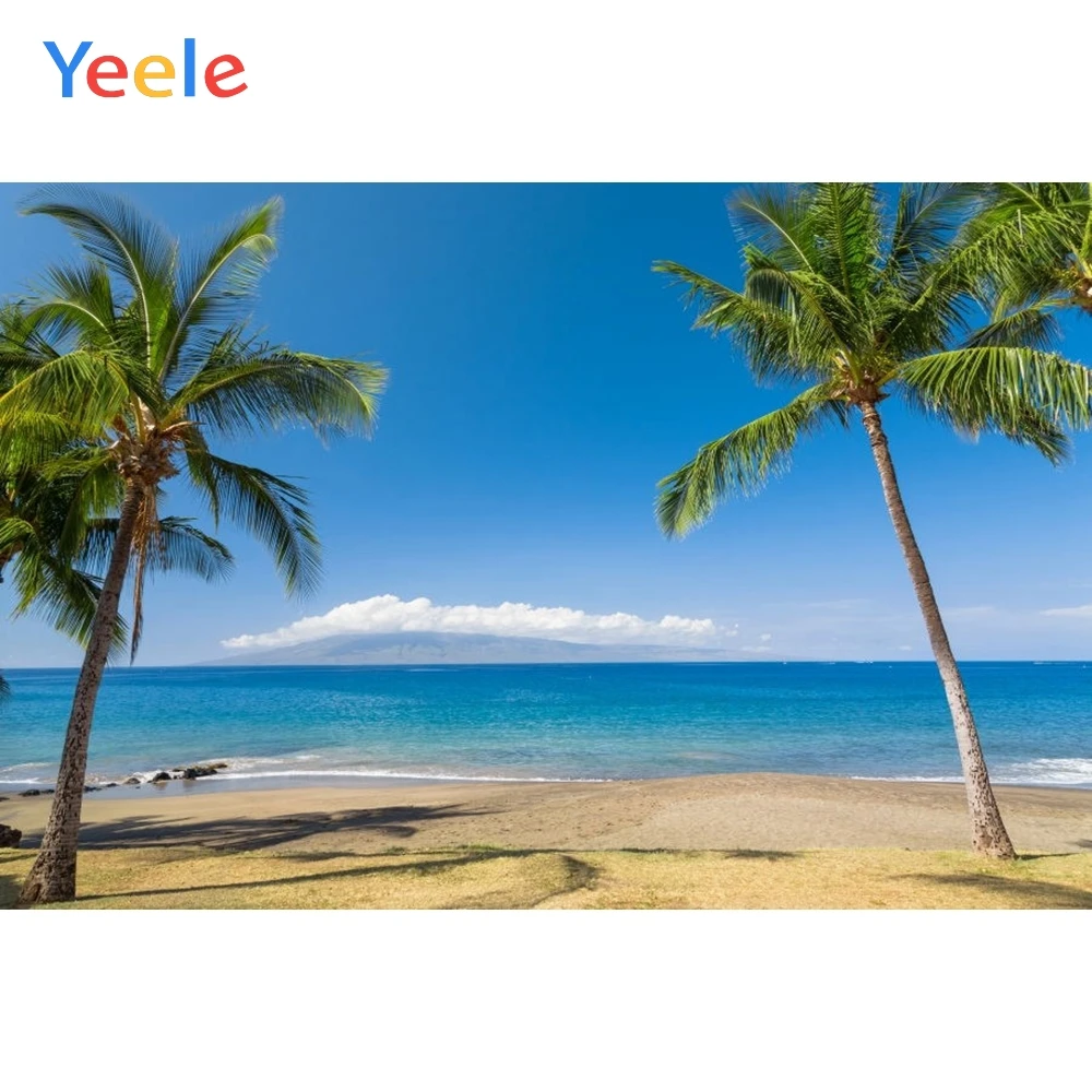 

Yeele Summer Seaside Palm Trees Sky Family Portrait Sea Photography Backgrounds Custom Photographic Backdrops For Photo Studio