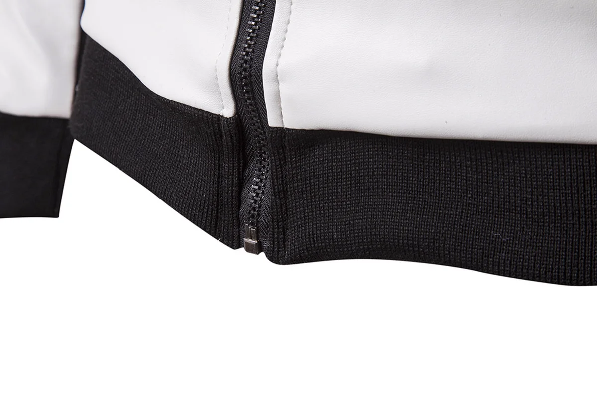 2019 New Men's Leather Collar Trend Of Black And White Color Oversized Leather Coat M-5XL 2019 New Men's Leather Collar Trend Of Black And White Color Oversized Leather Coat M-5XL