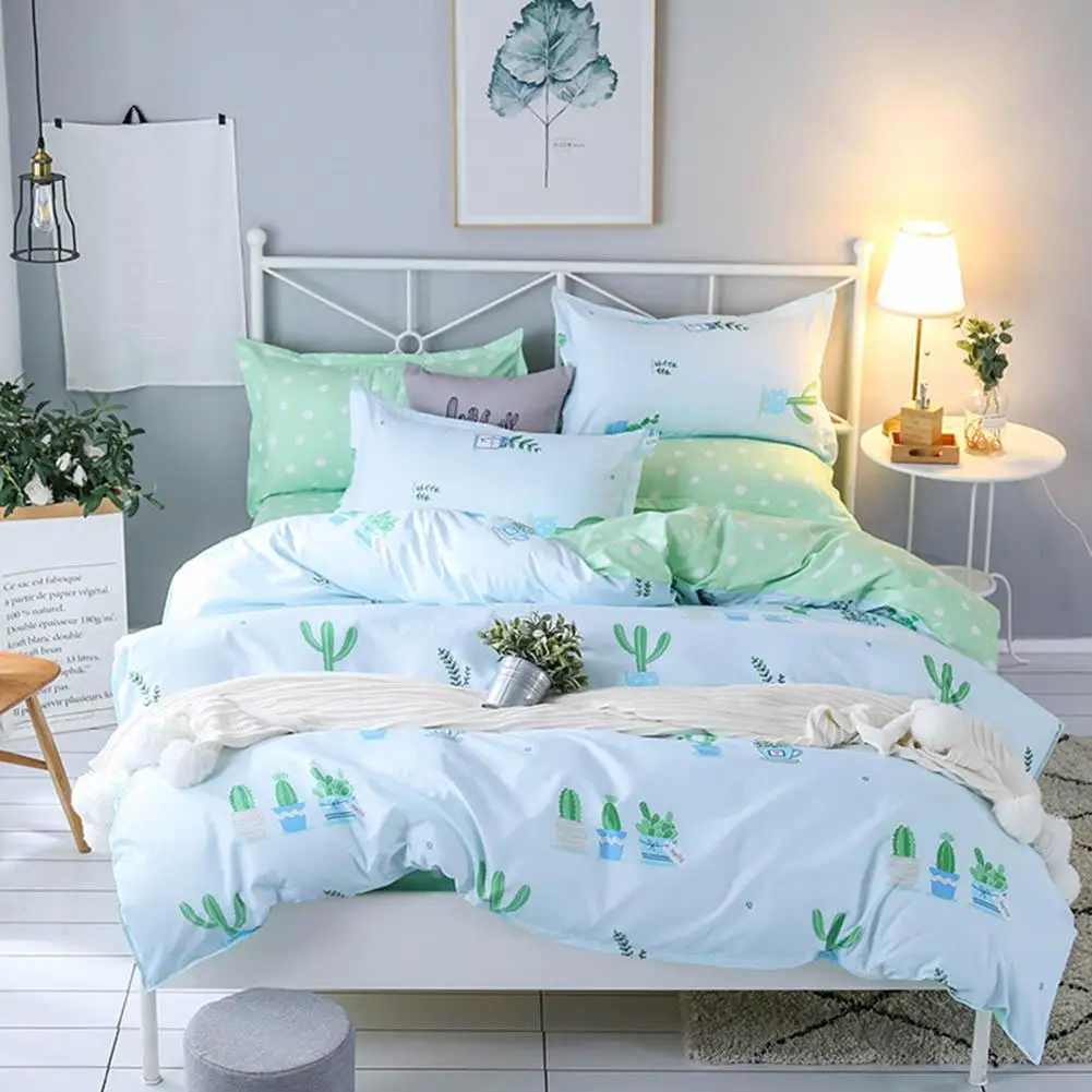 

4Pcs Cactus Flower Bedding Set Bed Sheet Pillow Case Duvet Covers Bedclothes