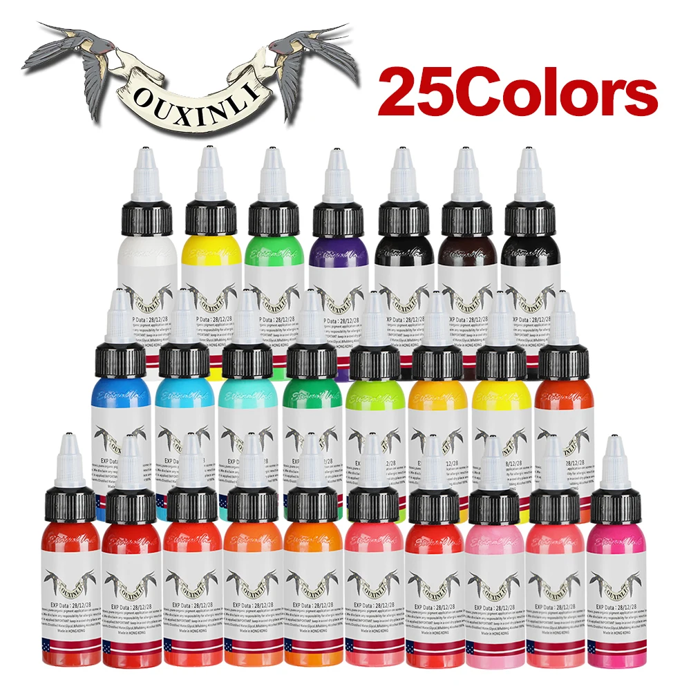 

OuxinLi 25 color permanent tattoo ink pigment professional durable high quality tattoo beauty tools