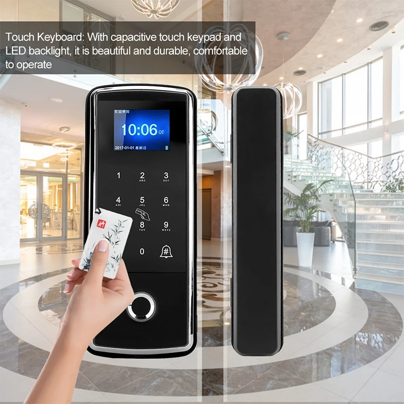 

Touch Keypad Door Lock Electric Fingerprint Password Lock Attendance Doorbell Function For Glass Door smart lockers