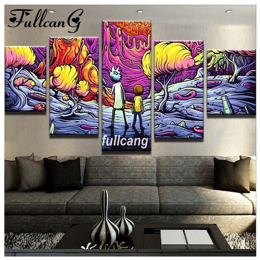 

FULLCANG Full Square Diamond Embroidery Autumn Scenery 5D Diamond Painting Cross Stitch 5PCS Mosaic Needlework D572