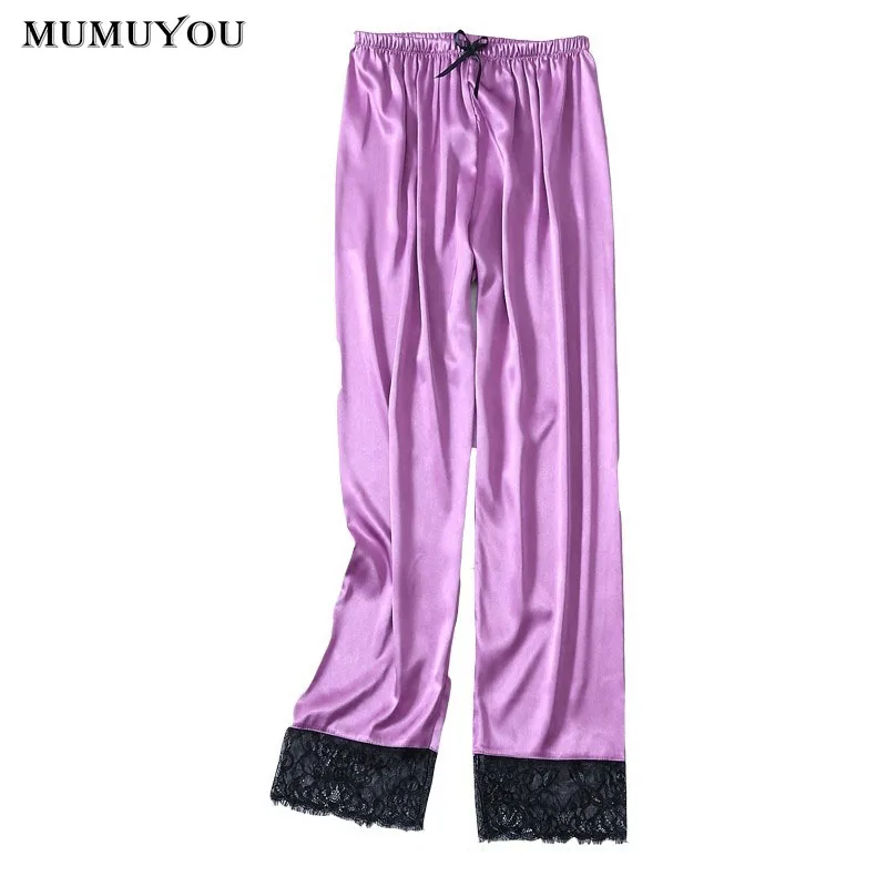 Buy Ladies Faux Silk Lounge Casual Pants Satin Bottoms