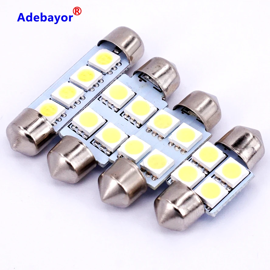 50 X 5050 4 smd 31/36/39/41mm C5W LED Micro General Car Interior Festoon Dome Light Bulbs Lamp DC 12V Lights White | Автомобили и