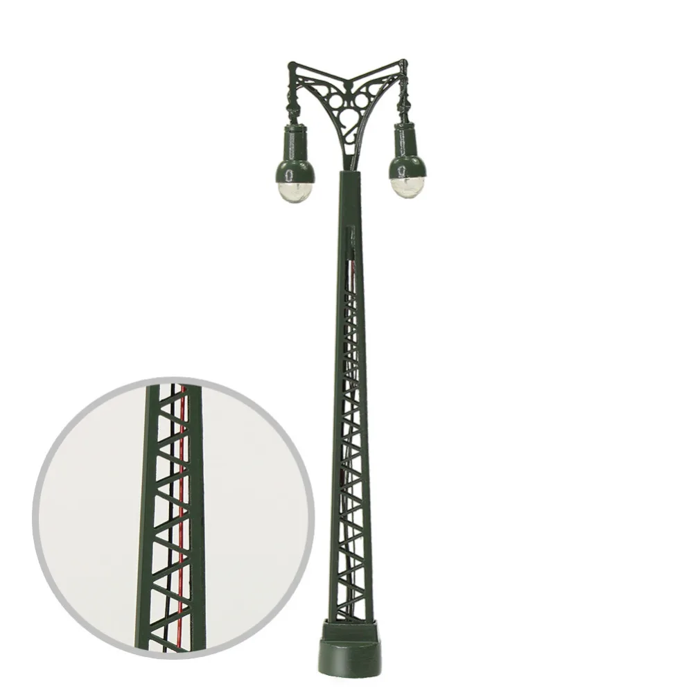 

3pcs N Scale Metal Lamp Post 7cm 1:160 Two-heads Street Lights Warm White LEDs LQS66N