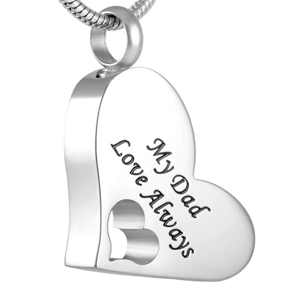 

Fashion Popular Memorial Jewelry Heart Shape Cremation Urn Necklace Stainless Steel Ashes Keepsake Holder- My Dad Love Alawys