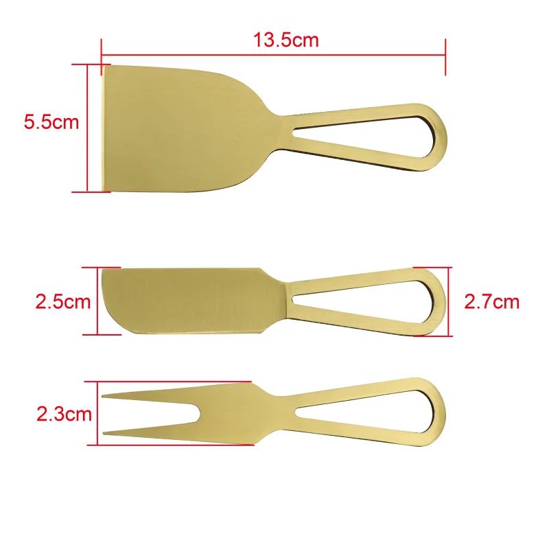 Jaswehome набор золотых ножей для сыра, титановый нож из нержавеющей стали для резки сыра, набор из 3 золотых ножей для сыра