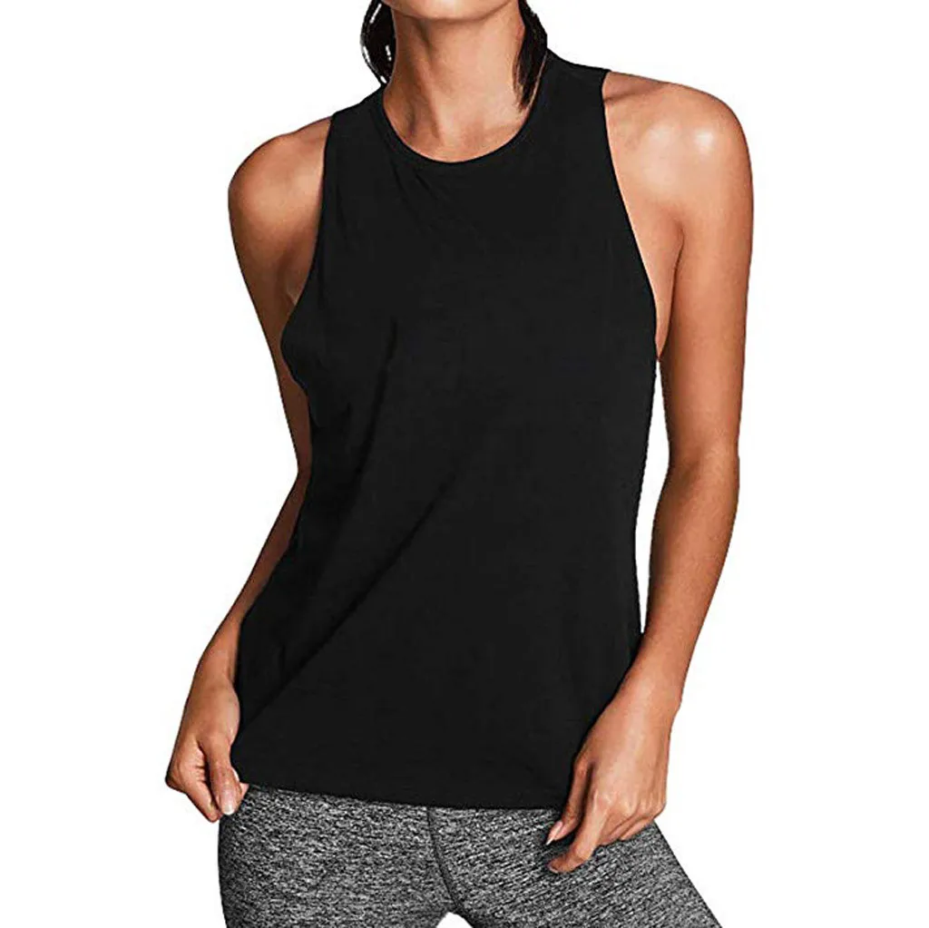 

Women Gym sports vest Sleeveless shirt Fitness running Activewear Sexy Open Back Yoga Shirt Workout Sports Gym Tank Tops Vest