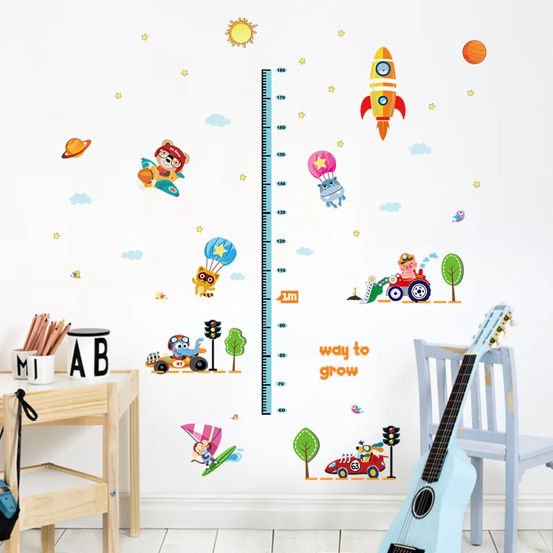 solar system rocket height measure chart wall stickers for kids