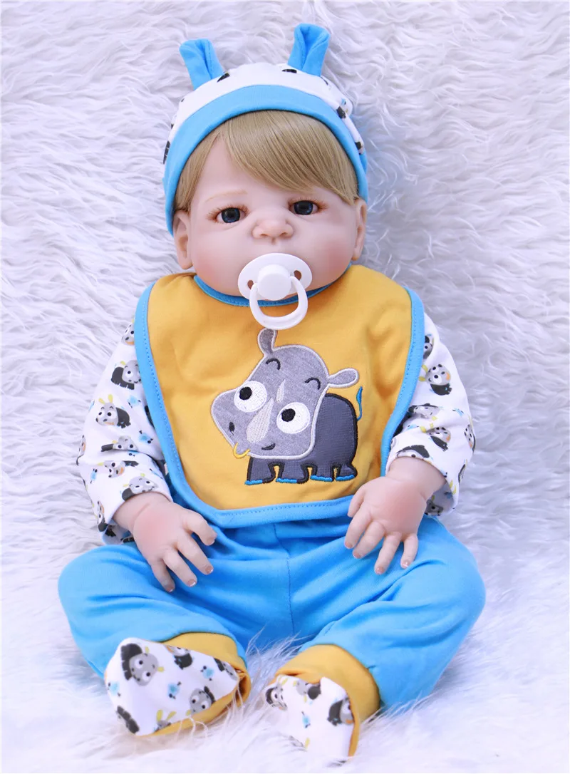 Dollmai 22 "всего тела силиконовые куклы Reborn Bebe Для мальчиков и девочек Reborn bonecas может ввести воды светлые волосы парик подарок для ребенка куклы