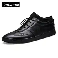 Valstone Luxury Men's Genuine Leather shoes Ankle board shoes slip on flats with strainer lace-up carvings real leather sneakers