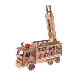 Деревянный пожарная машина лестница для детей, для ребенка, Обучающие игрушечные лошадки спасателей модель автомобиля