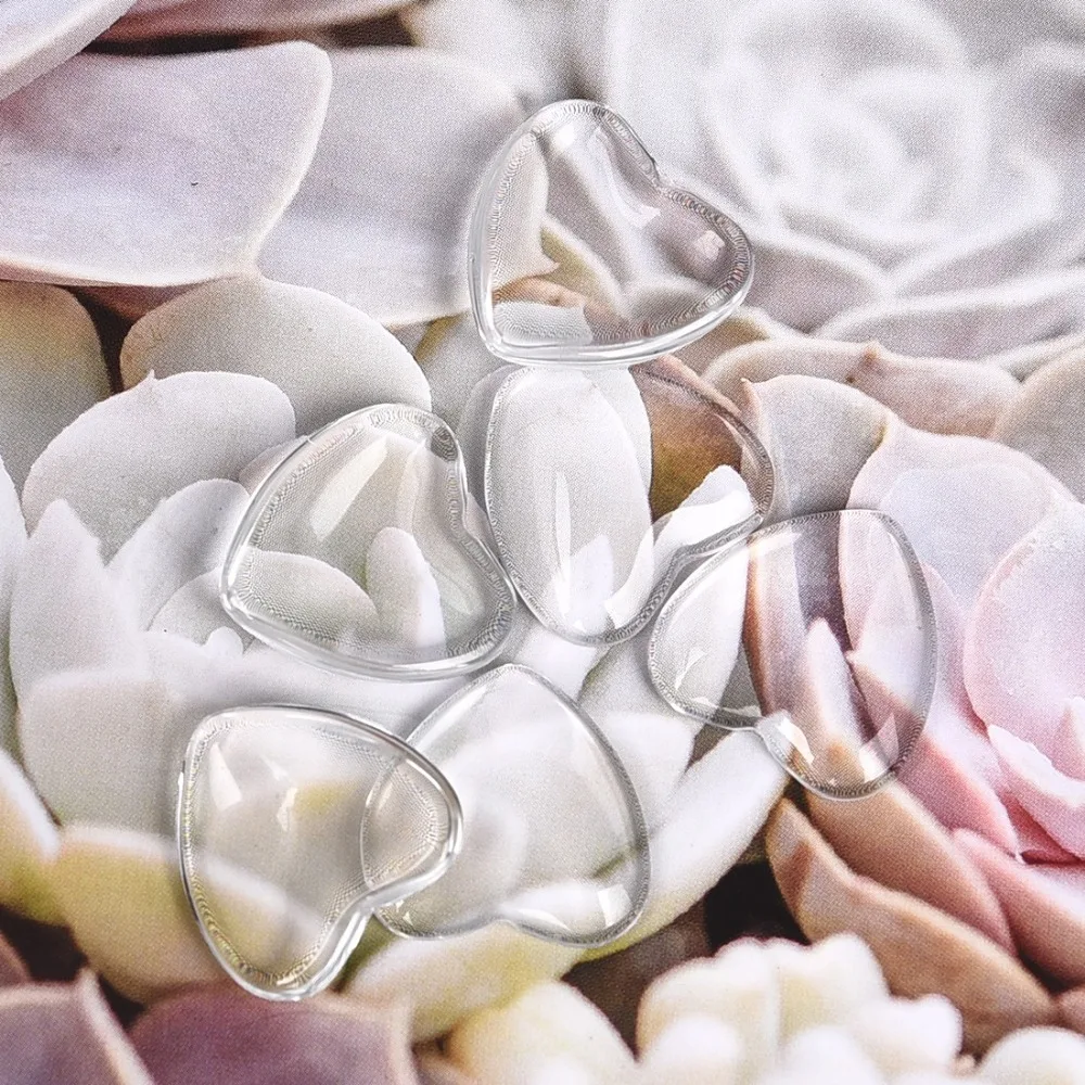 18mm Transparent Glass Cabochons Clear Heart & Flat Back Thickness 4 (3)