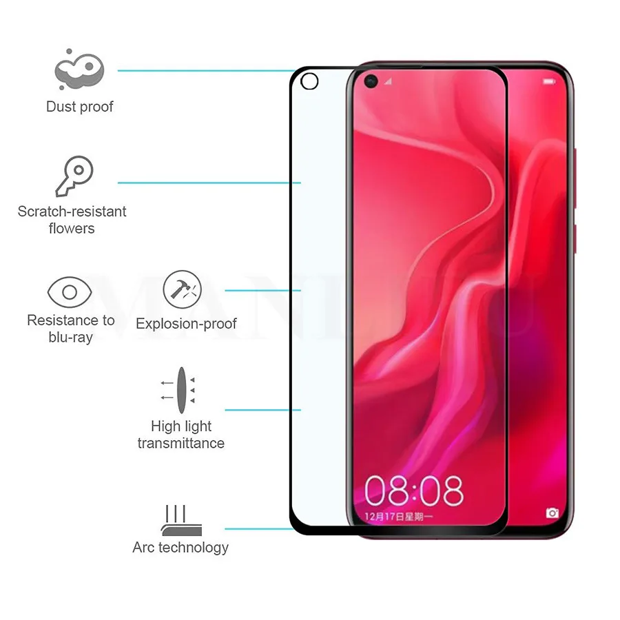 Полное покрытие защитное закаленное стекло для Huawei Honor View 20 Защитная пленка