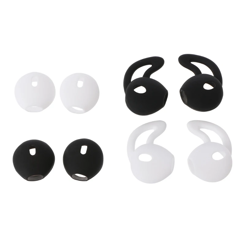 Silicone Earbud Covers with Ear Hooks - Noise-Isolating Eartips (2/4 Pairs)