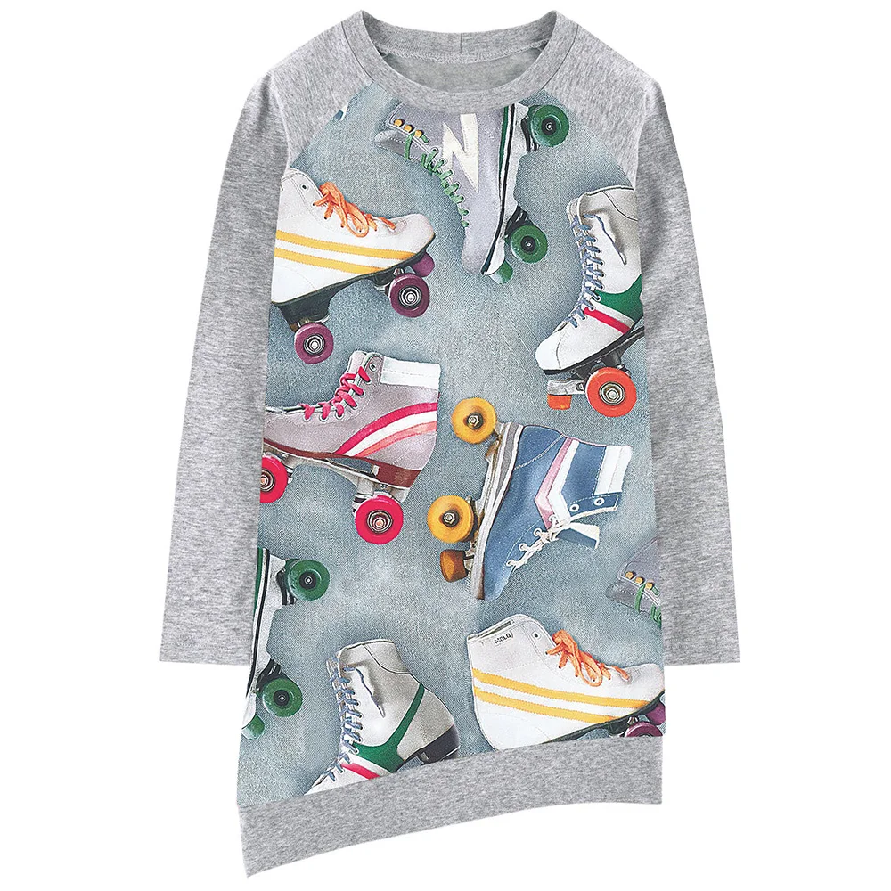 

nice Baby girl dress Long sleeve Roller skating print Girls Clothes Girl clothing Casual new Fashion Children Kids dresses
