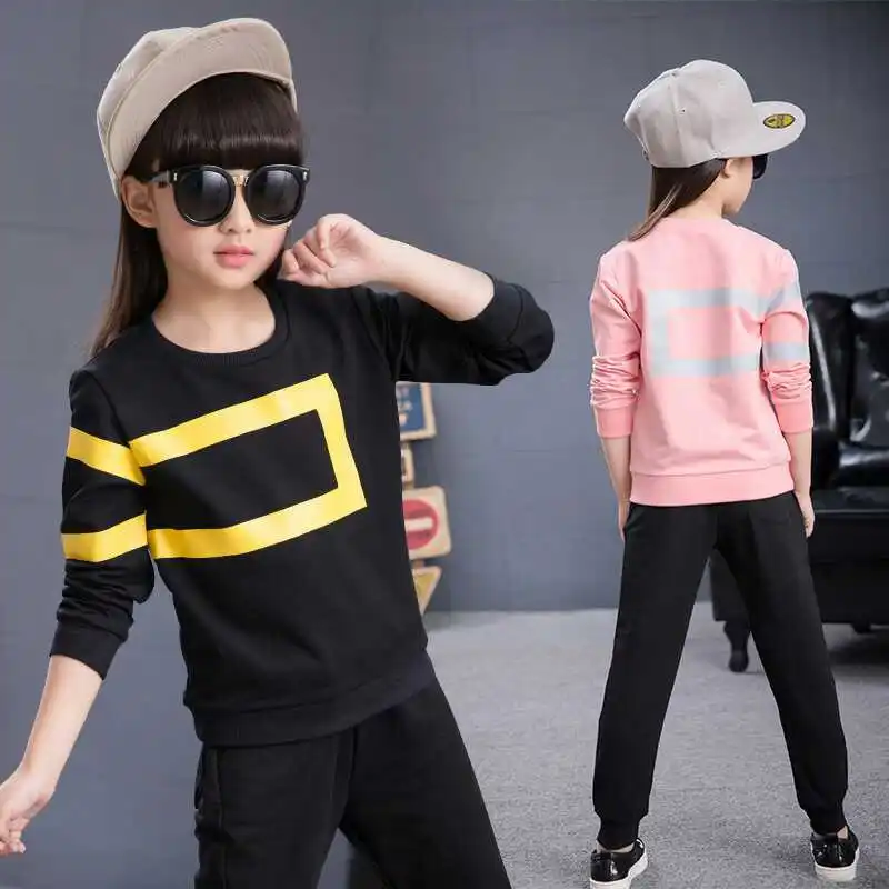 

Teenage Girls Clothing Sets Girls Sport Suits Children Clothing Sets 2017 Brand New Kids Clothes Sets Sweatshirts + Pants 13 14