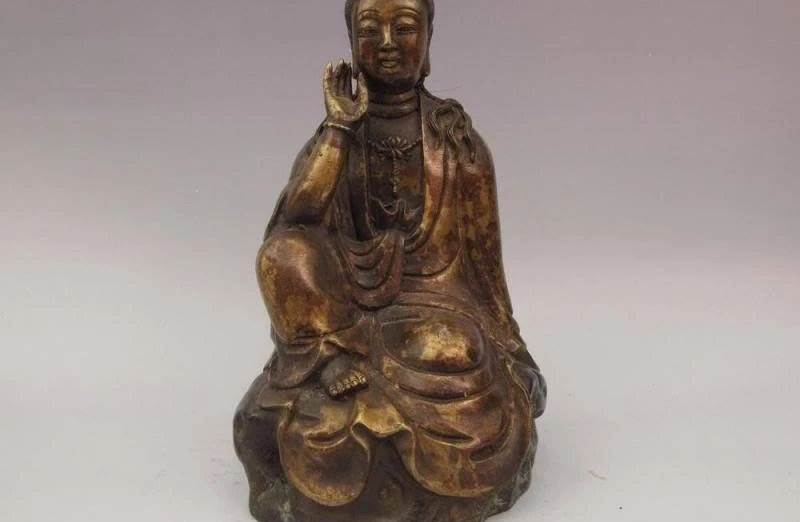 

9 Tibet Buddhist Copper Bronze Guan Yin Kwan-yin Boddhisattva goddess Statue