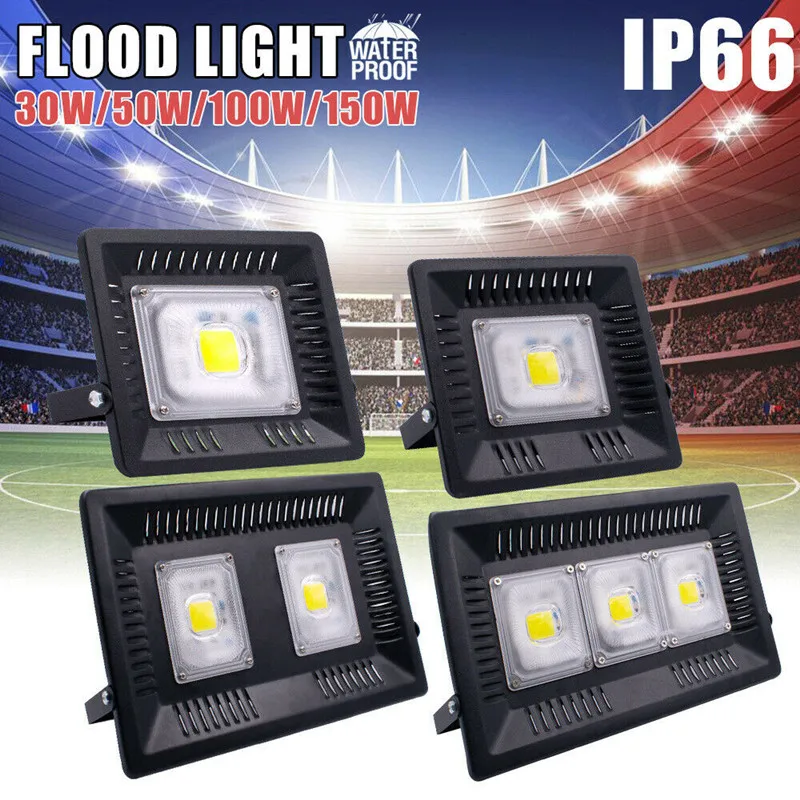 

30W-150W 1800-14800 Lumen IP66 Waterproof LED Outdoor Security Floodlight 220V 6000K