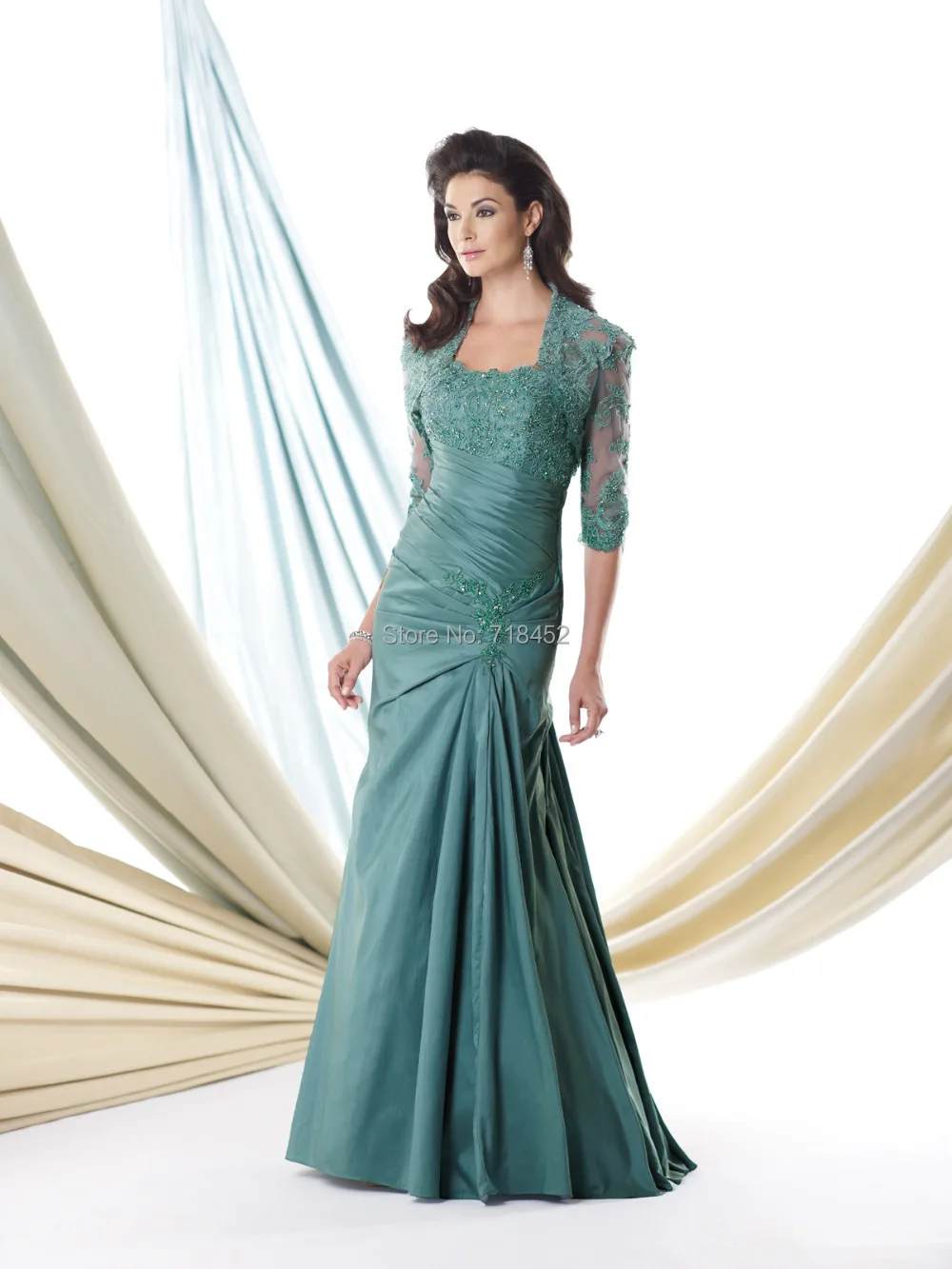 Fashion Design Turquoise Mother of Bride Dress with Jacket