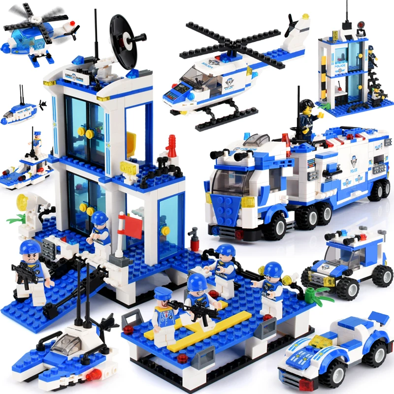 

LegoINGly Police Station Building Blocks 8 IN 1 Helicopter City Truck Blocks Vehicle Creator Bricks Kids Educational Toys Gifts