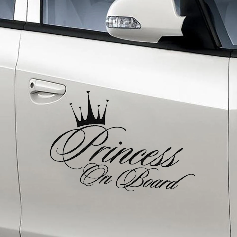 Автомобильная наклейка принцесса ребенок на борт 16,5*10,9 см веселая наклейка на авто Светоотражающая Лазерная виниловая Автомобильная Наклейка 3D автомобильный Стайлинг Черный Серебристый