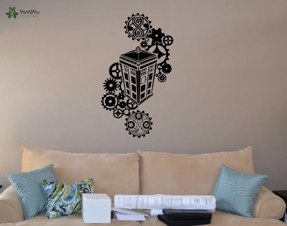 

YOYOYU Vinyl Wall Decal Cartoon Mechanical Gear Art Living Room Vintage Removable Home Decoration Stickers FD507