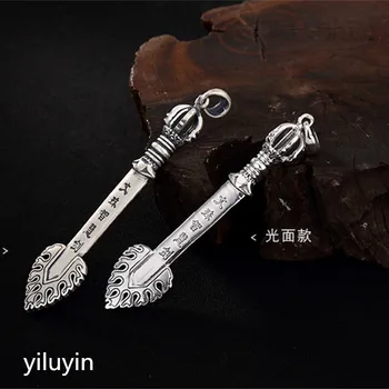 

KJJEAXCMY Fine jewelry S990, hollowed out, clover flowers, riches and fringes, pure silver Thai silver sweater chain pendant