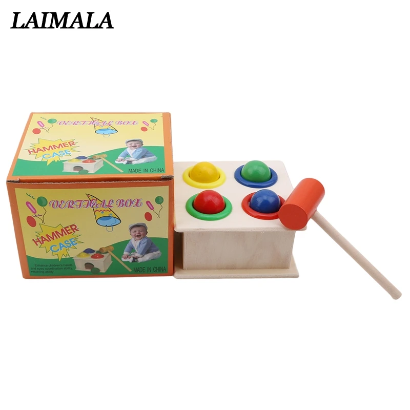 2018 New Baby Colorful Wood Hammering Ball + Hammer Box Children Early Learning Educational Toys