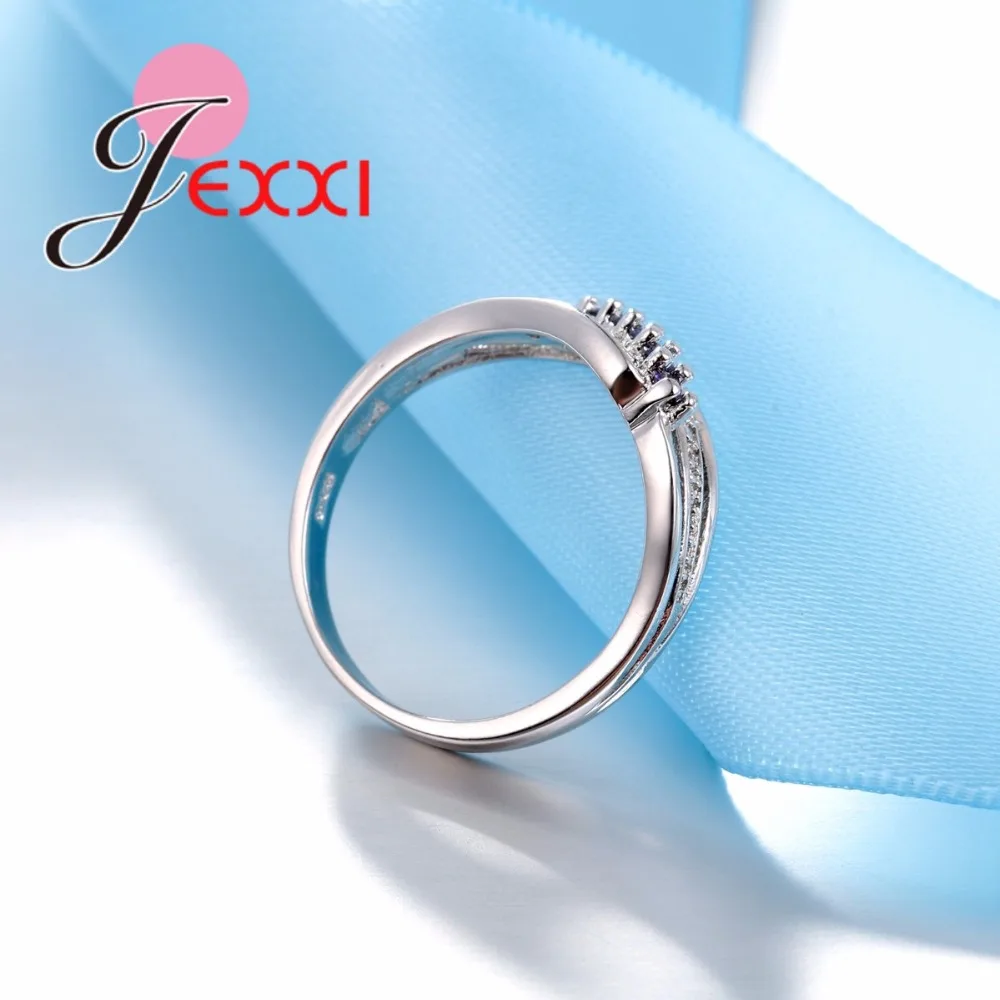 Женское серебряное кольцо на палец, 5 цветов на выбор, геометрический браслет, 925 пробы, Серебряное ювелирное изделие для женщин, прозрачное кольцо с фианитами и кристаллами