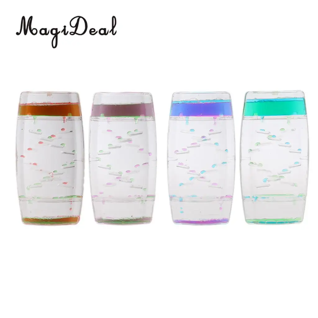 Acrylic Square Floating Oil Liquid Bubbler Motion Timer Hour Glass Ladder Sandglass for Home Office Decor Novelty Birthday GIft
