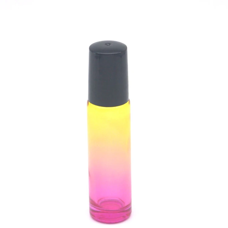 1 шт 10 мл градиентная цветная стеклянная бутылка пустой ароматизатор эфирное масло 10cc роликовая бутылка черная пластиковая крышка - Цвет: C5