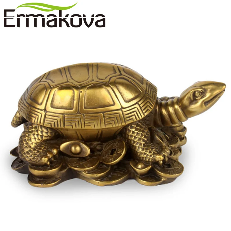 ERMAKOVA 13 см (5 1 &quot) античная латунь мини черепаха Статуэтка скульптура в виде