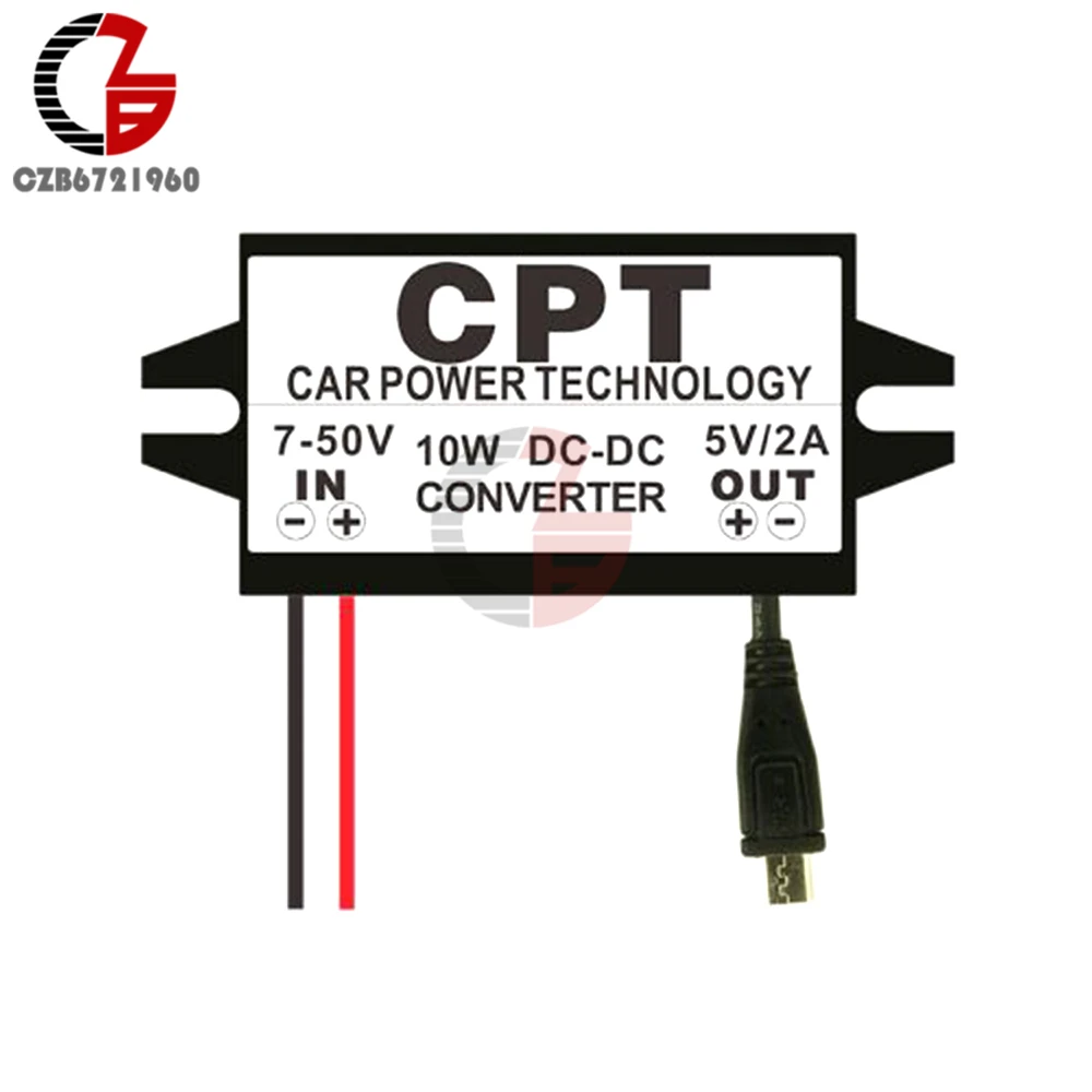 Водонепроницаемый DC-DC автомобильный преобразователь мощности регулятор 12 В до 5 В 2 а 10 Вт автомобильный регулятор питания понижающий регулятор напряжения 2 провода Мини Micro USB