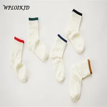 [WPLOIKJD] Японские модные креативные носки в стиле Харадзюку, в стиле пэчворк, однотонные милые носки в студенческом стиле для женщин, Calcetines Mujer Sokken